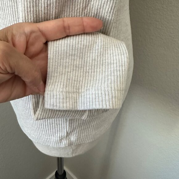 Agolde Rib Knit Top Maya Scoop Neckline Long Sleeve Minimalist Grey Sz L - Picture 8 of 14
